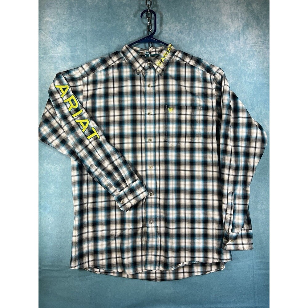 Y2K VTG Ariat Pro Series Men’s Large Plaid Long Sleeve Western Button Down